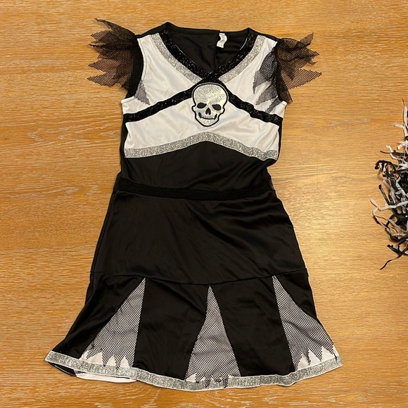 Amscan Girls Ra Ra Rebel Cheerleader Costume. Skeleton dead cheerleader. - Picture 3 of 7